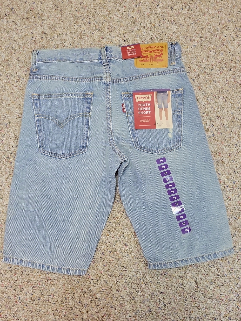 Levi's 511 Slim Fit Light Blue Youth Denim Jean Shorts Sz 10 New Distressed